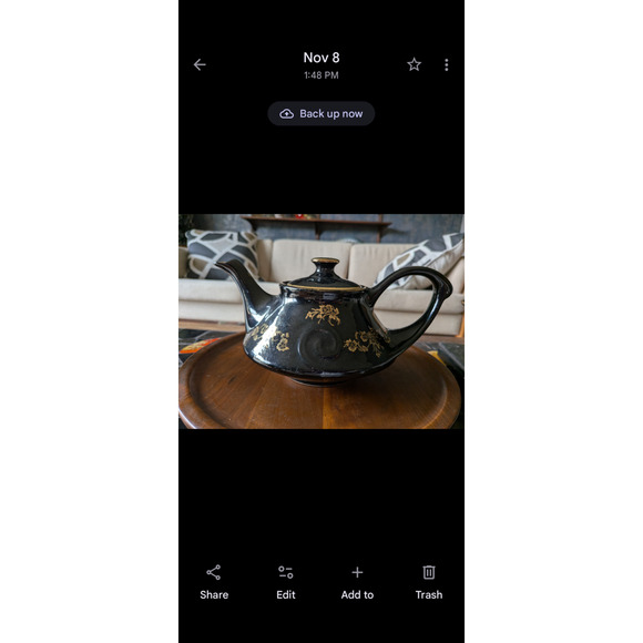 Pearl China Teapot Sugar Bowl Creamer black 22kt gold Vintage USA - Picture 11 of 11